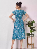 Alpine Petal Sleeve Floral Print Maxi Dress Fit - Mangai Nighties