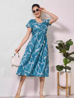 Alpine Petal Sleeve Floral Print Maxi Dress Fit - Mangai Nighties