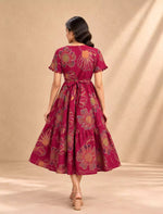 Bold Line-Art Floral Print Rayon Berlin Maxi Frock with Back Tie Rope Mangai Nighties