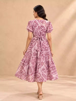 Geometric Print Rayon Berlin Maxi Frock with Back Tie Rope - Mangai Nighties