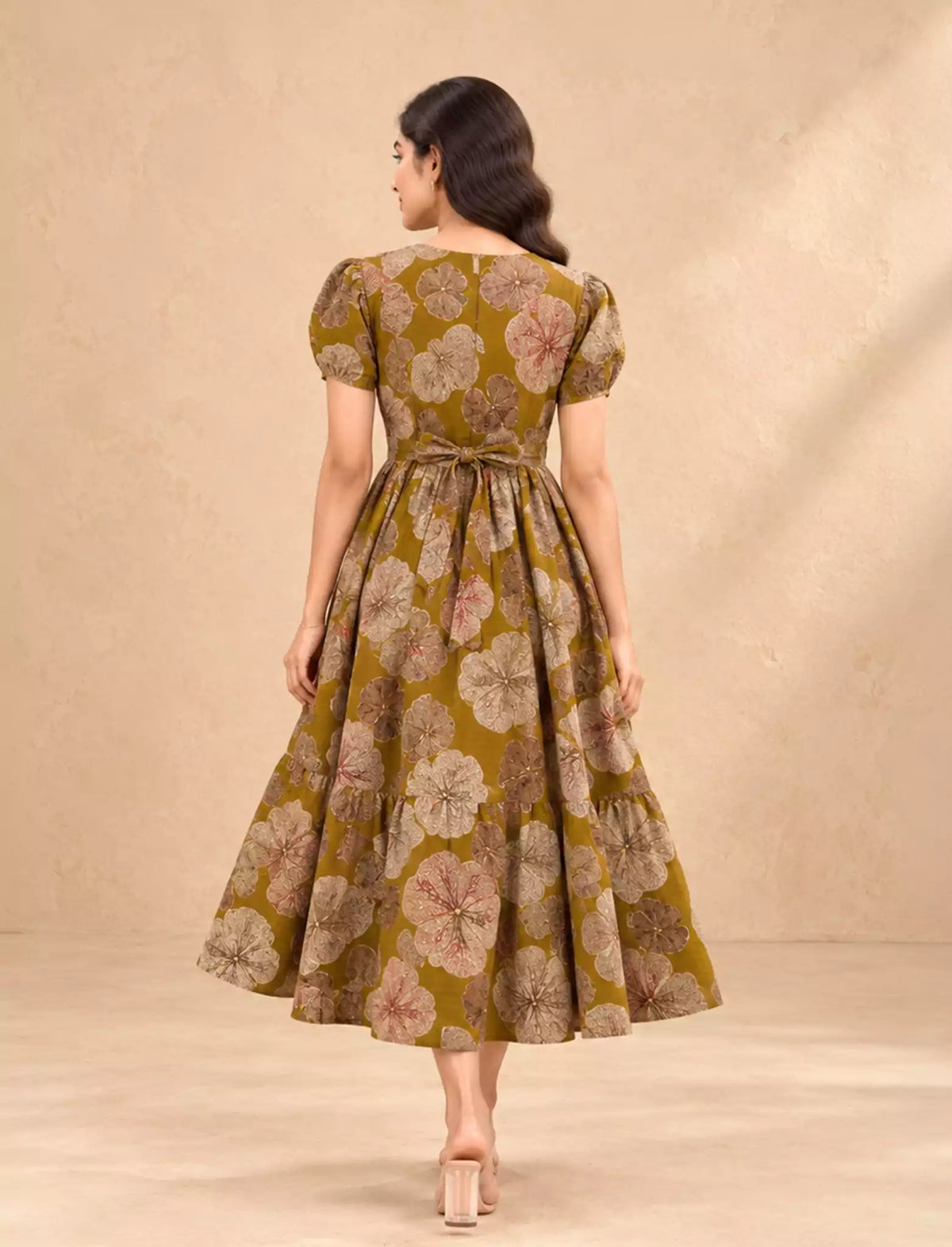 Floral Print Rayon Berlin Maxi Frock with Back Tie - Mangai Nighties