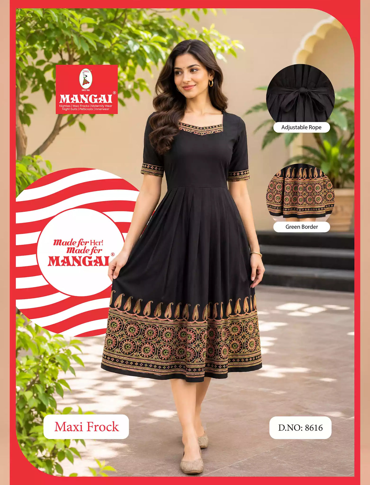 Paisley Floral Print Festival Arrival Border Rayon Maxi Frock | Mangai Nighties