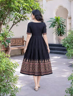 Paisley Floral Print Festival Arrival Border Rayon Maxi Frock | Mangai Nighties