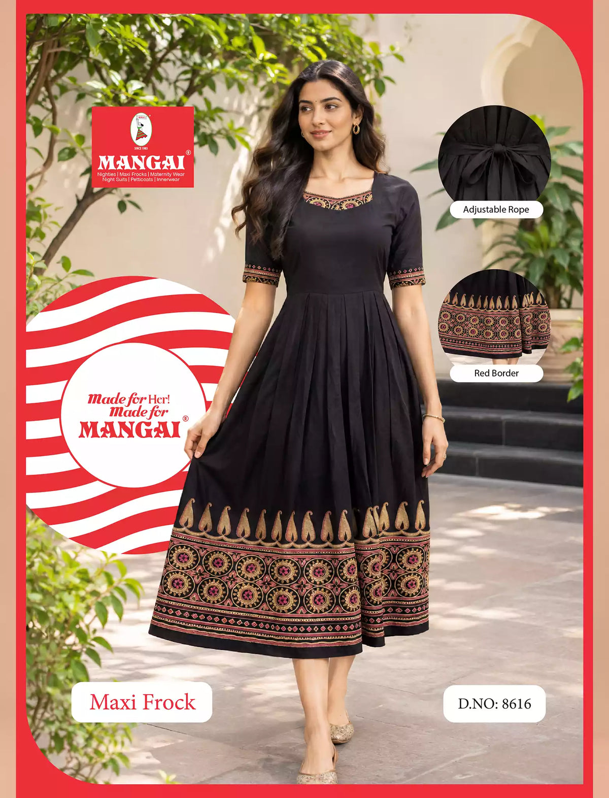 Paisley Floral Print Festival Arrival Border Rayon Maxi Frock | Mangai Nighties
