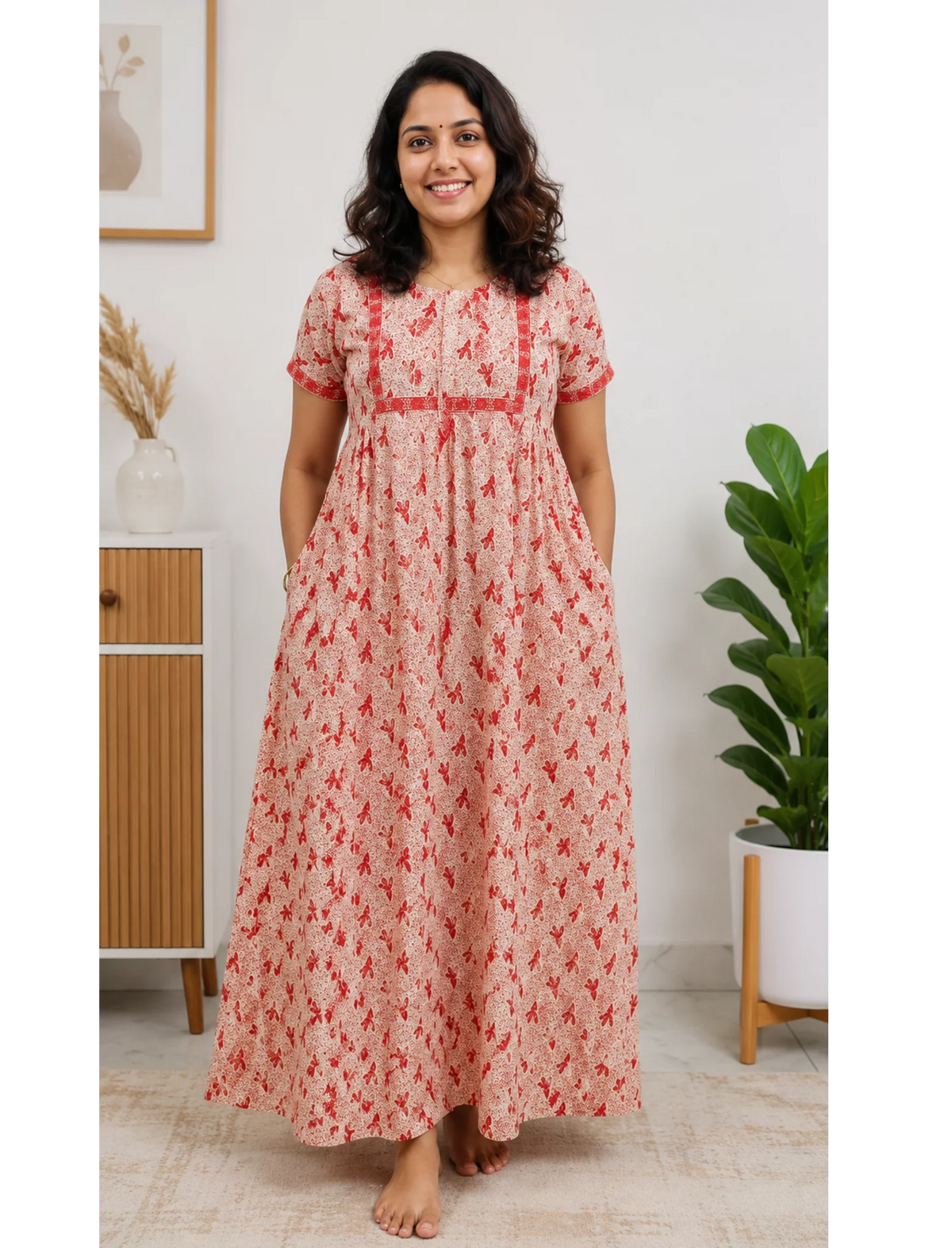 Cotton FROCK Model Casual Wear Nighties | Stylish Pleated Frock Style | Multipurpose Nighties | Pregnancy Wear | Pleated Model | Stylish Nighties for Stylish Women (PWC)