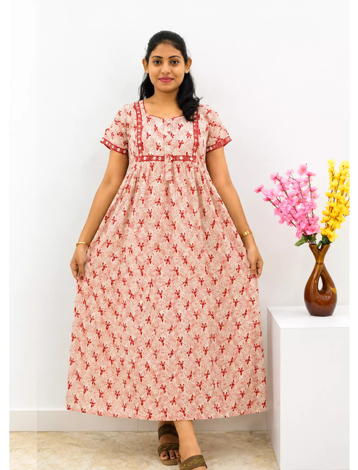 Cotton FROCK Model Casual Wear Nighties | Stylish Pleated Frock Style | Multipurpose Nighties | Pregnancy Wear | Pleated Model | Stylish Nighties for Stylish Women (PWC)