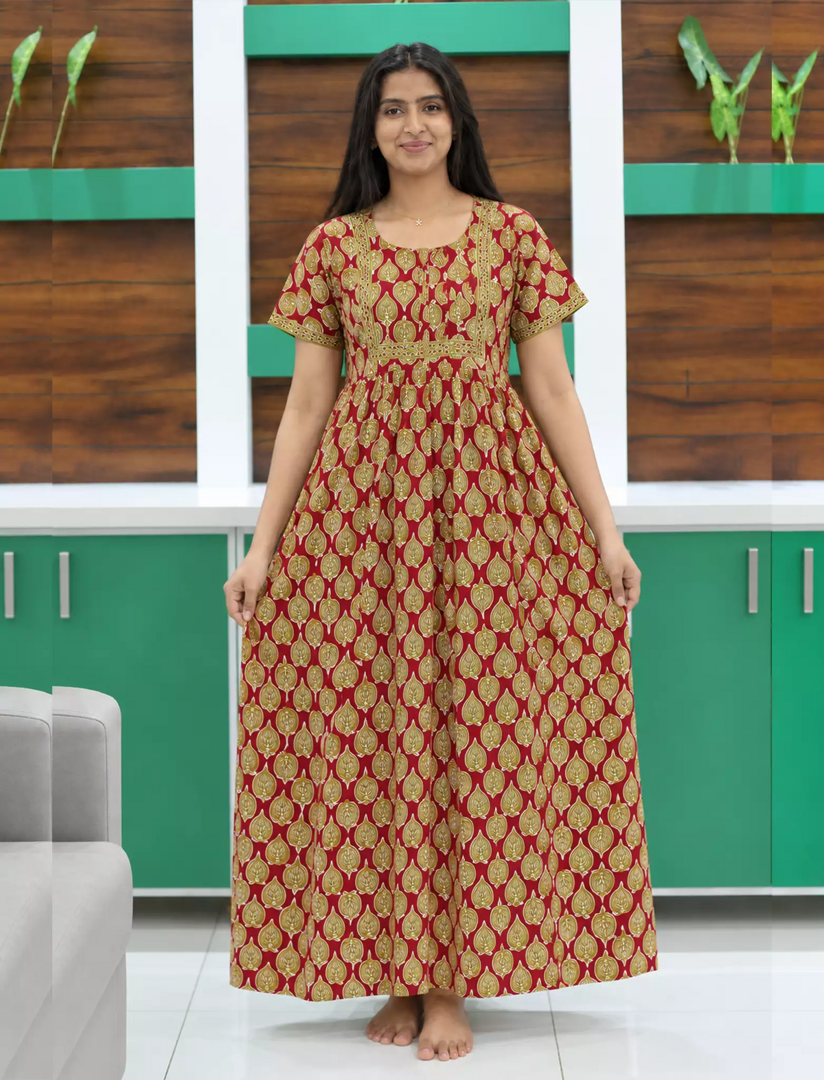 Cotton FROCK Model Casual Wear Nighties | Stylish Pleated Frock Style | Multipurpose Nighties | Pregnancy Wear | Pleated Model | Stylish Nighties for Stylish Women (PWC)