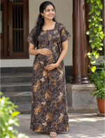 Cotton Straight Zip Feeding Nighty | Post Pregnancy Wear - Mangai Nighties