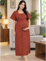 Cotton Straight Zip Feeding Nighty with Pocket - Mangai Nighties