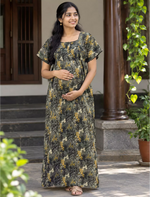 Cotton Straight Zip Feeding Nighty | Post Pregnancy Wear - Mangai Nighties