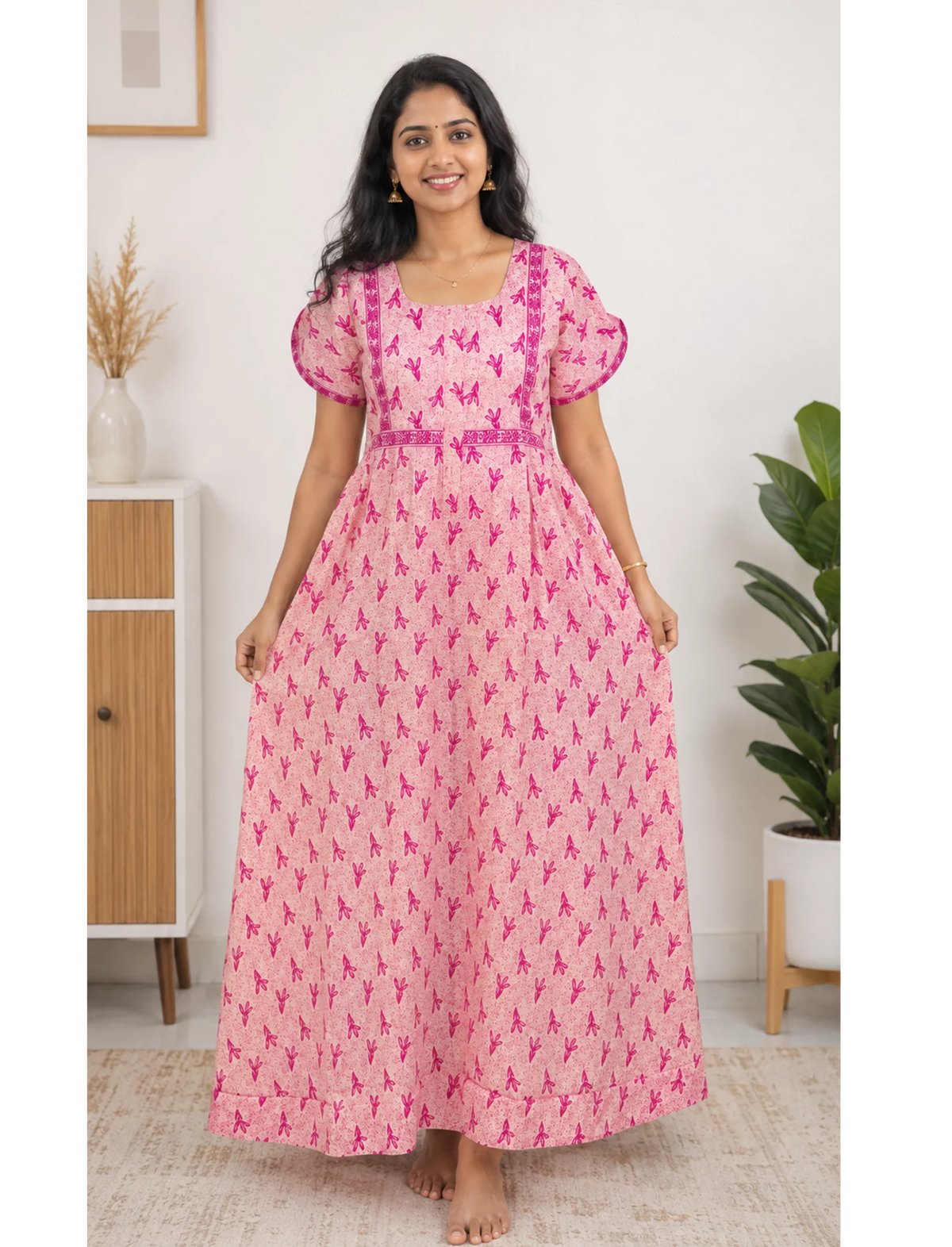 Cotton FROCK Model Casual Wear Nighties | Stylish Pleated Frock Style | Multipurpose Nighties | Pregnancy Wear | Pleated Model | Stylish Nighties for Stylish Women (PWC)