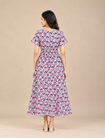 Geometric Diamond Print Cotton Gathering Frock with Side Pocket | Mangai Nighties