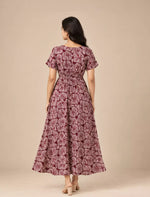 Geometric Floral Fan Print Cotton Gathering Frock with Front Tie | Mangai Nighties