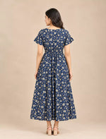 Floral Print Cotton Gathered Maxi Frock with Tie Rope | Mangai Nighties