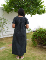 Floral Print Cotton Pleated Nighty with Side Pocket | Mangai Nighties