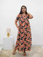 Floral Print Cotton Daily Wear Pleated Nighty with Front Zip | Mangai Nighties