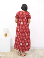 Cotton Floral Printed Front Zipper Nighty with Pocket | Mangai Nighties