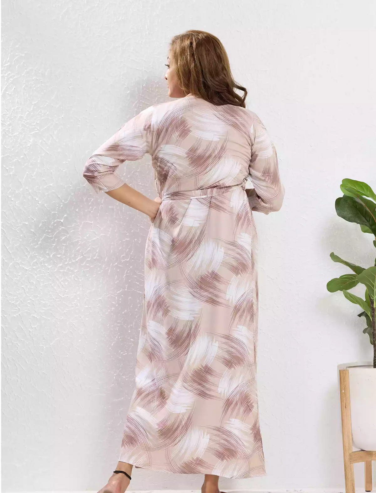Rayon Maternity Feeding Long Frock Back View - Mangai Nighties