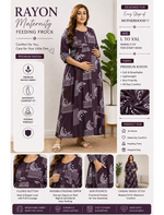 Purple Rayon Feeding Long Frock - Mangai Nighties