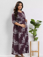 Purple Rayon Feeding Nighty Front Zip - Mangai Nighties