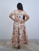 Rayon Floral Print 3 Layer Frock with Back Tie & Side Pocket | Mangai Nighties