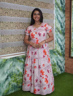 Rayon Floral Print 3 Layer Frock with Back Tie & Side Pocket | Mangai Nighties