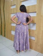 Alpine Floral Botanical Print 3-Layer Frock with Petal Sleeves - Mangai Nighties