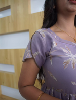 Alpine Floral Botanical Print 3-Layer Frock with Petal Sleeves - Mangai Nighties