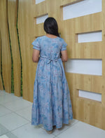 Alpine Abstract Floral Print 3-Layer Frock with Pocket - Mangai Nighties