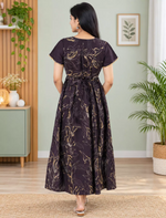 Rayon Zipless Maxi Frock Petal Sleeve with Back Tie - Mangai Nighties