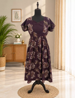 Rayon Vatican Maxi with Flutter Sleeve Back Tie Pocket Mangai Nighties