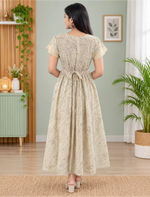Rayon Zipless Maxi Frock with Line Print Back Tie - Mangai Nighties