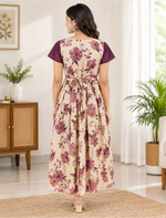 Vatican Zipless Maxi Frock Contrast Sleeve with Back Tie - Mangai Nighties