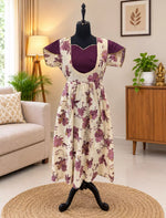 Vatican Zipless Maxi Frock Contrast Sleeve with Back Tie - Mangai Nighties