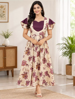 Vatican Zipless Maxi Frock Contrast Sleeve with Back Tie - Mangai Nighties