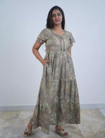 Alpine Floral & Abstract Print 3-Layer Frock with Pocket - Mangai Nighties