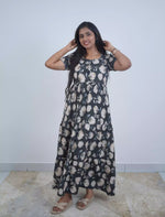 Rayon Floral Print 3 Layer Frock with Back Tie & Layer Frock | Mangai Nighties