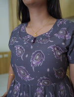 Rayon Feather Printed 3 Layer Frock with Back Tie, Pocket Mangai Nighties