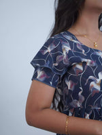 Rayon Abstract Floral Print 3 Layer Frock with Back Tie & Side Pocket | Mangai Nighties