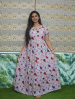 Rayon Floral Print 3-Layer Frock with Side Pocket - Mangai Nighties