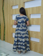 Rayon Wave Print 3 Layer Frock Style with Back Tie - Mangai Nighties