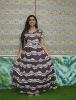 Rayon Wave Print 3 Layer Frock Style with Back Tie - Mangai Nighties