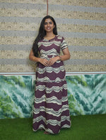 Rayon Wave Print 3 Layer Frock Style with Back Tie - Mangai Nighties