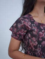 Rayon Floral Print 3 Layer Frock with Layered Sleeves- Mangai Nighties