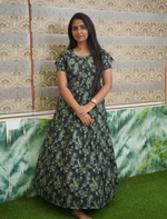 Rayon Floral Print 3 Layer Frock with Layered Sleeves- Mangai Nighties