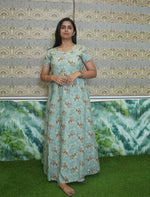 Rayon Floral Printed 3 Layer Frock Style with Back Tie - Mangai Nighties