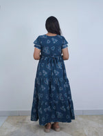 Alpine Abstract Geometric Print 3-Layer Frock with Layer Sleeves - Mangai Nighties