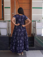 Alpine Abstract Geometric Print 3-Layer Frock with Layer Sleeves - Mangai Nighties