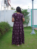 Alpine Abstract Geometric Print 3-Layer Frock with Layer Sleeves - Mangai Nighties