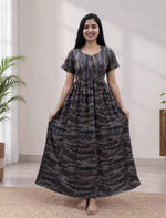 Rayon Abstract Print Long Frock with Back Tie | Mangai Nighties